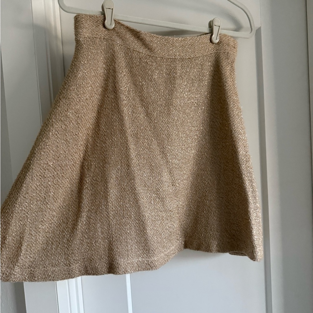 Rosie Assouline Gold Tweed Skirt
